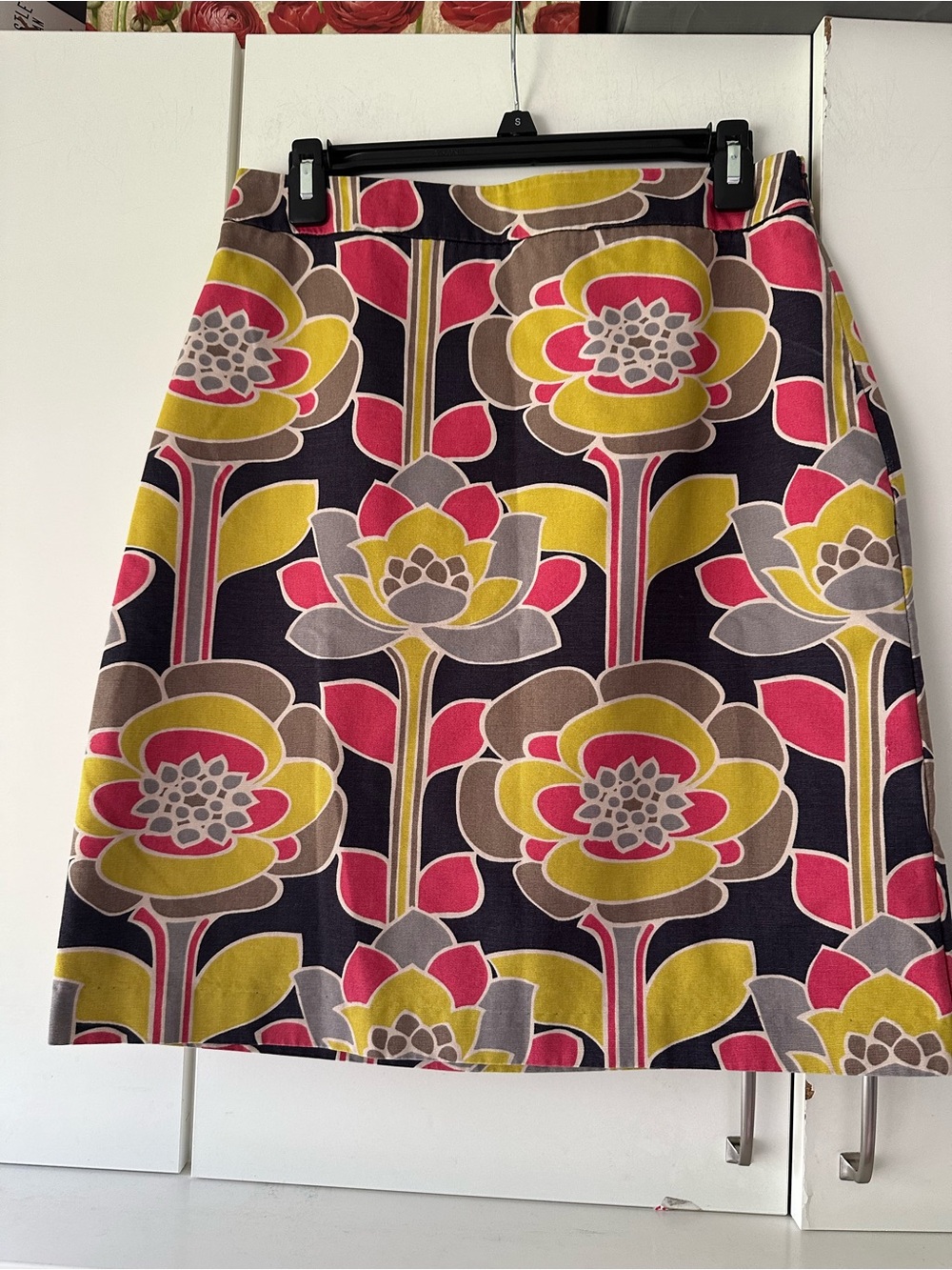 🌸 Boden Floral A-Line Skirt Retro Print Side Zip Cotton Size US 6 UK 10